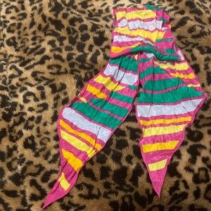 Vintage Silk Colourful Striped Scarf